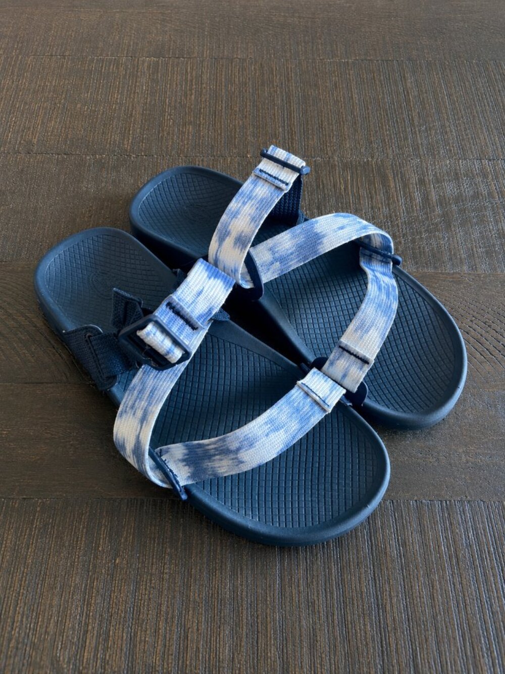 Chaco Lowdown Slide Sandals Mens 9 Blue Gray Tie Dye Outdoor Comfort